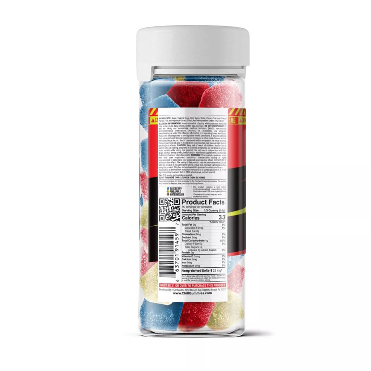 Chill Extreme 75mg Delta 8 THC Gummies - Tropical Mix with Label