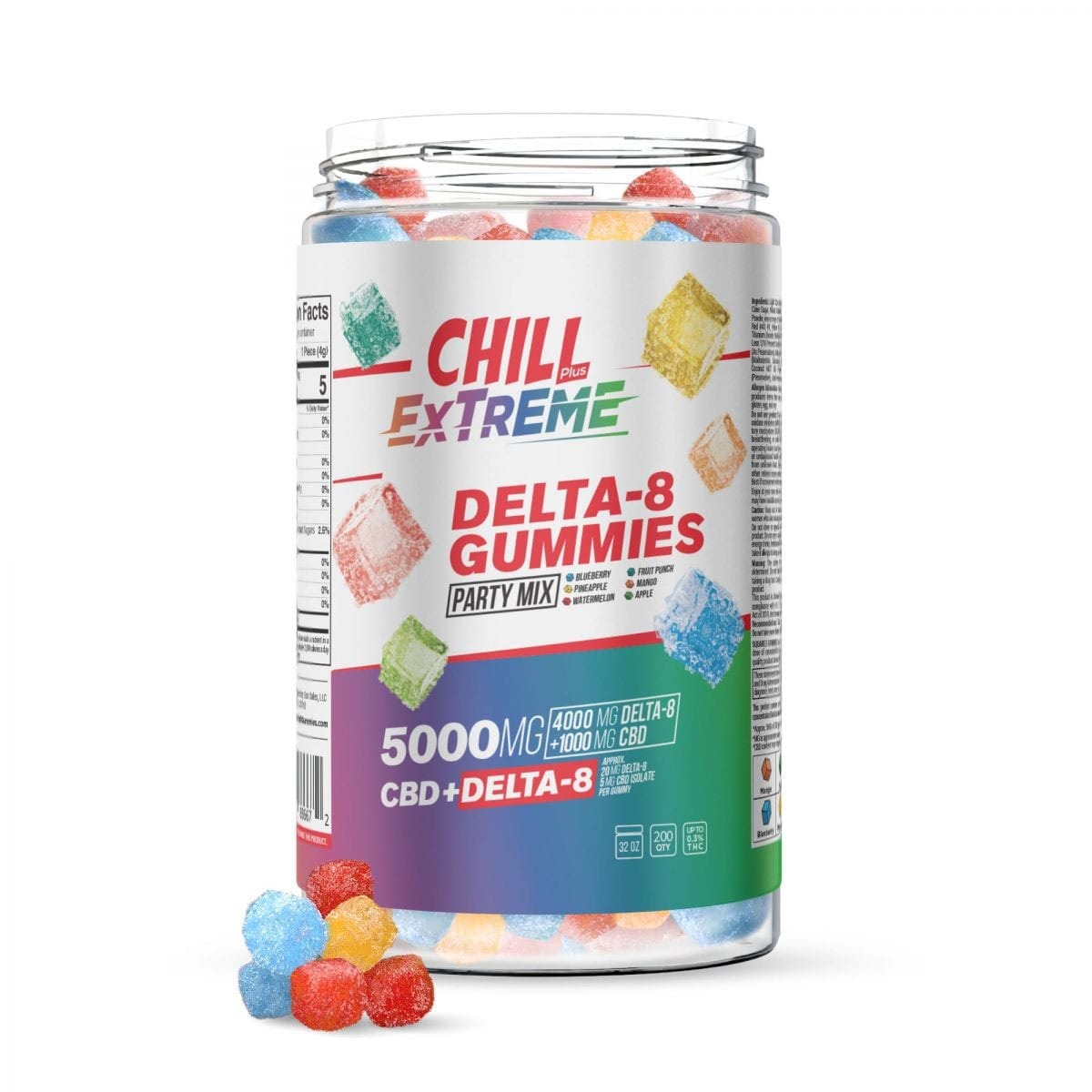 Chill Plus Extreme 20mg Delta 8 THC + 5mg CBD Gummies - Party Mix