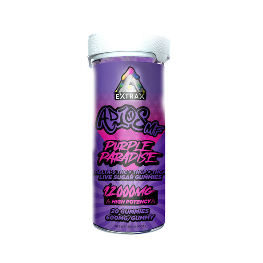 Delta Extrax Adios MF THCa Live Sugar 12000mg Gummies - Purple Paradise