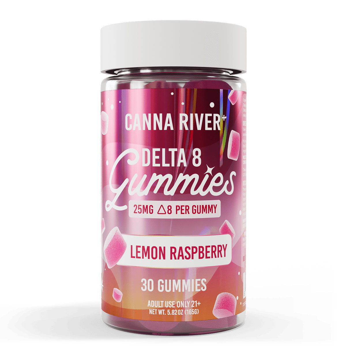Canna River Delta 8 Gummies 25mg 30 Count - Lemon Raspberry