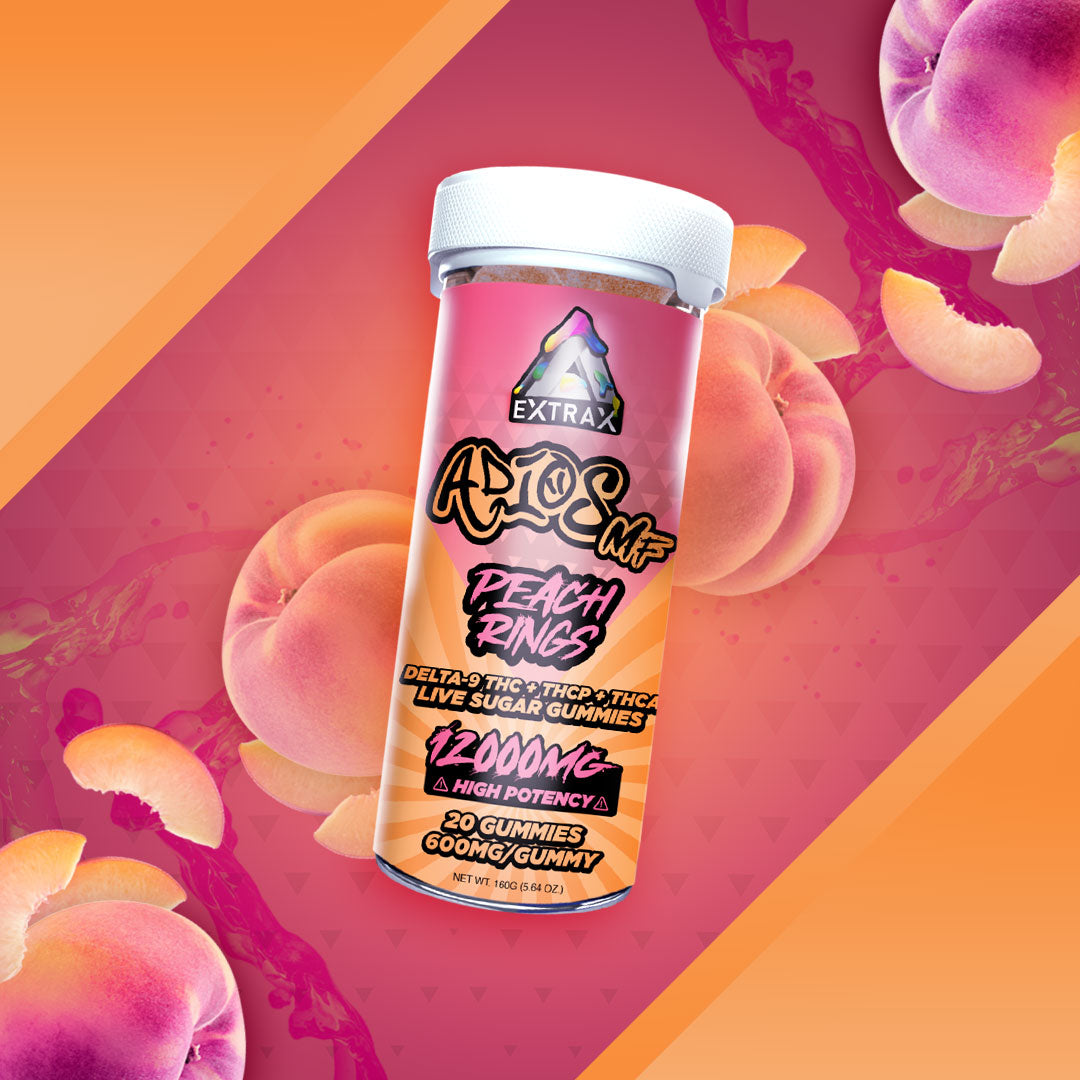 Delta Extrax Adios MF THCa Live Sugar 12000mg Gummies - Peach Rings