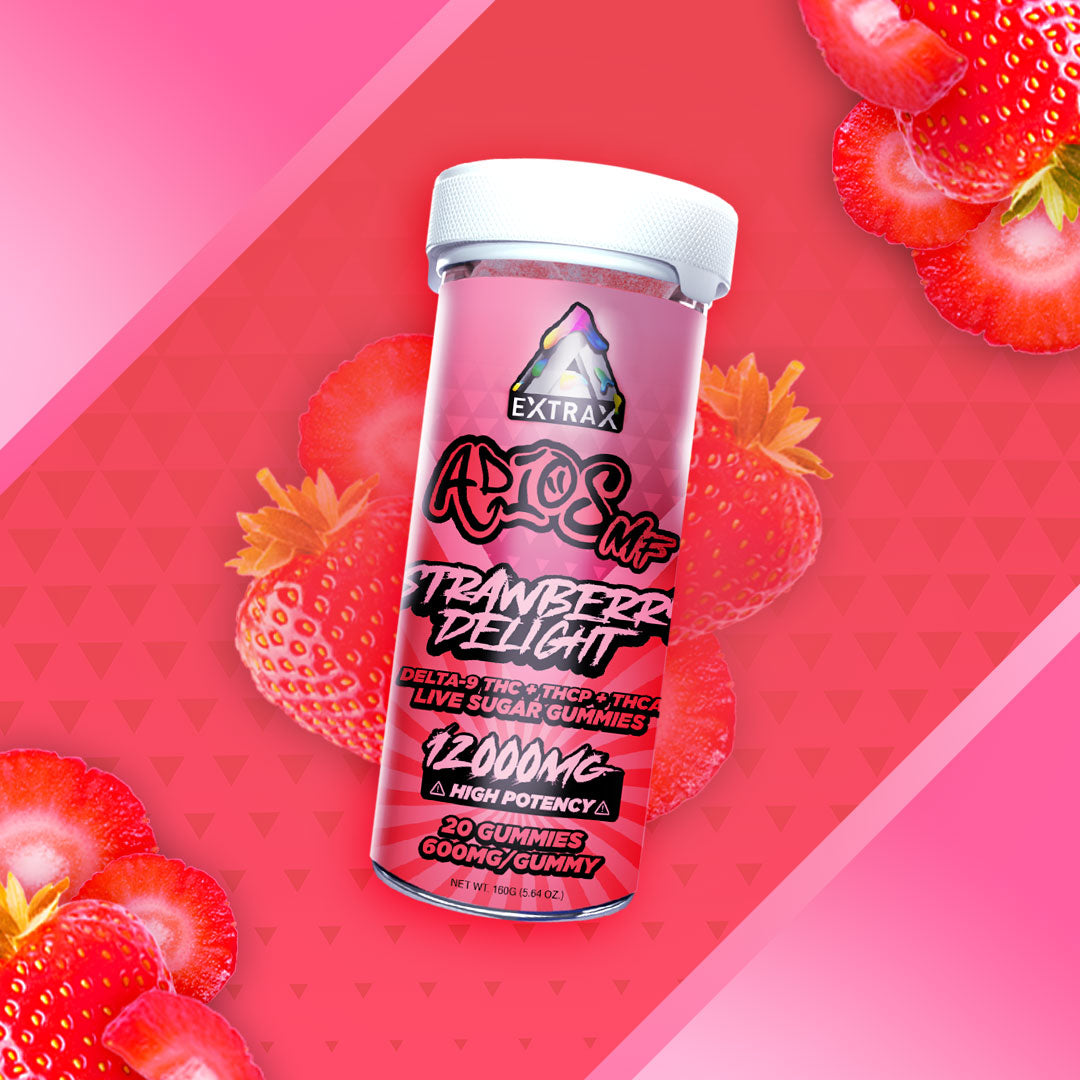Delta Extrax Adios MF THCa Live Sugar 12000mg Gummies - Strawberry Delight