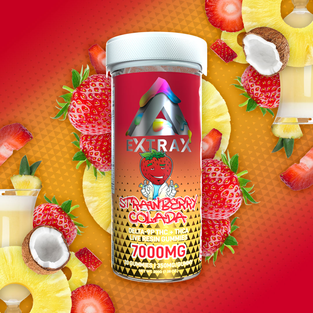 Delta Extrax Adios THCa 7000mg Gummies - Strawberry Colada