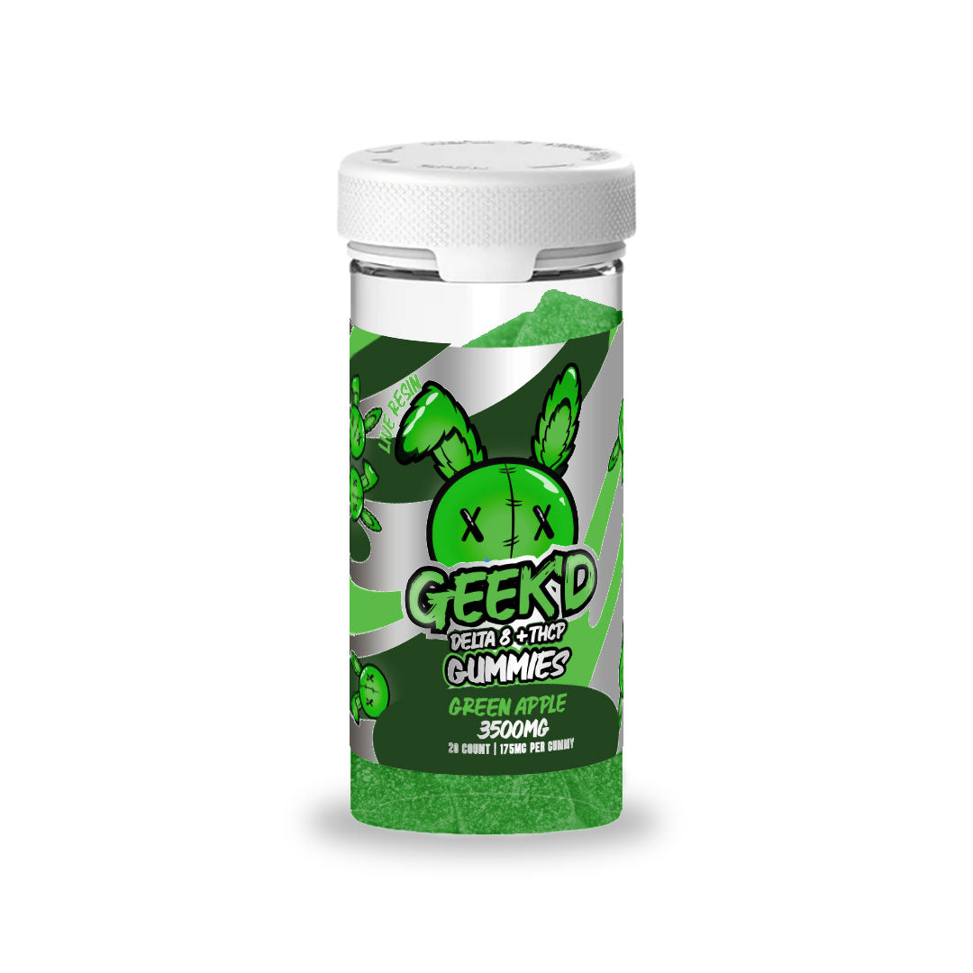 Geek'd Delta 8 + THCP Live Resin Gummies - Green Apple 3500mg