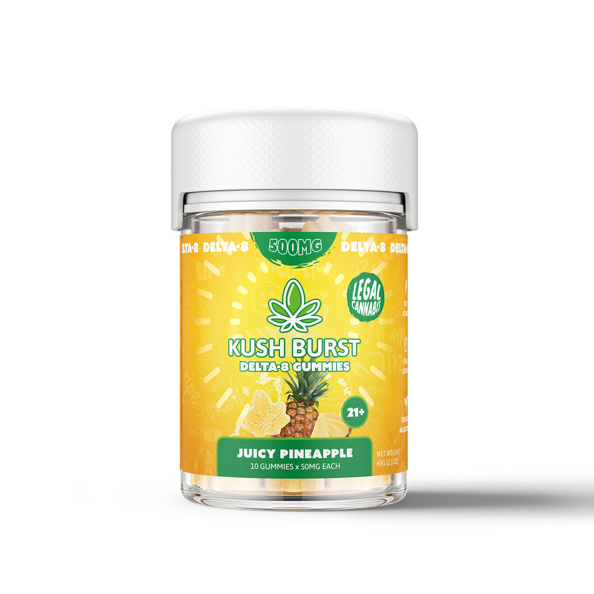 Kush Burst Delta 8 Gummies - Juicy Pineapple 500mg