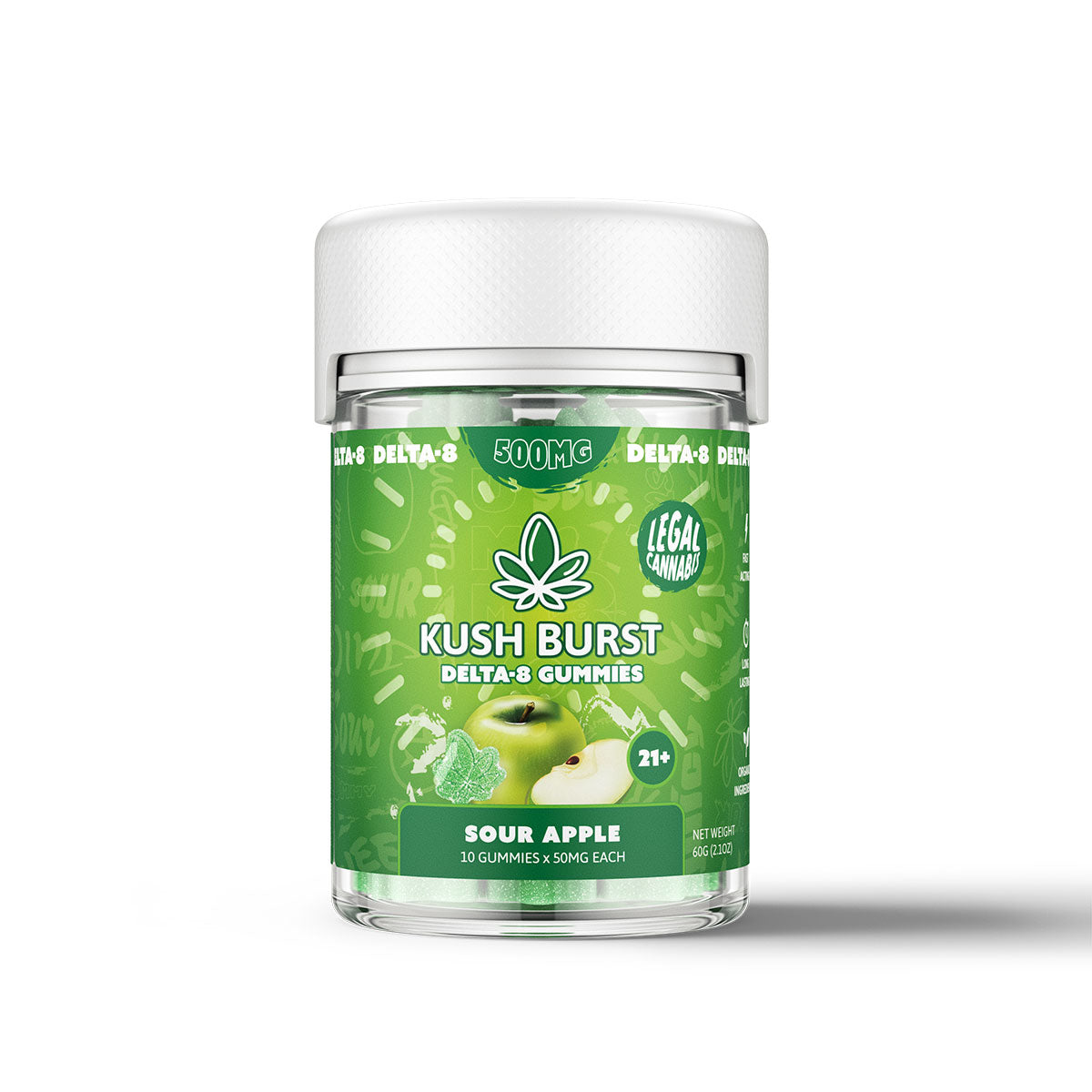 Kush Burst Delta 8 Gummies - Sour Apple 500mg