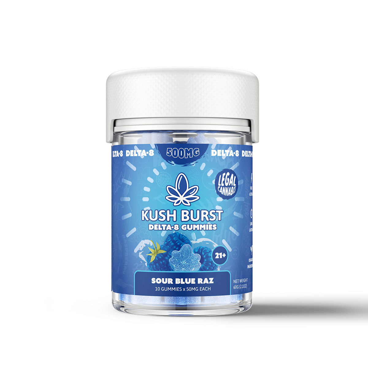 Kush Burst Delta 8 Gummies - Sour Blue Raz 500mg