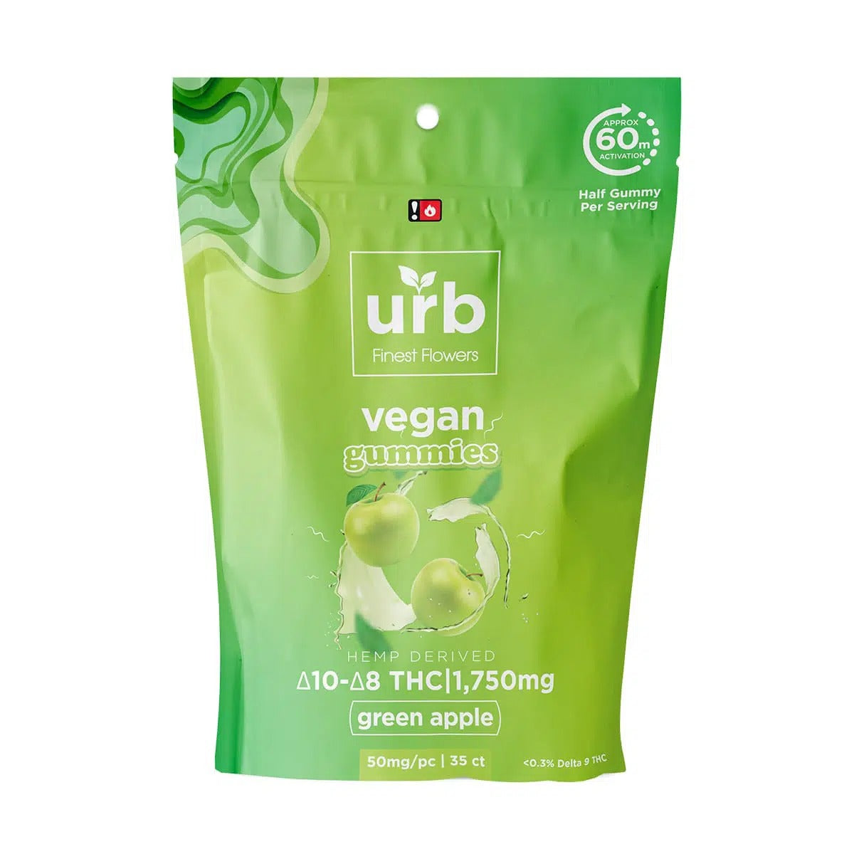 Urb D10/D8 THC Gummies 1750MG - Green Apple
