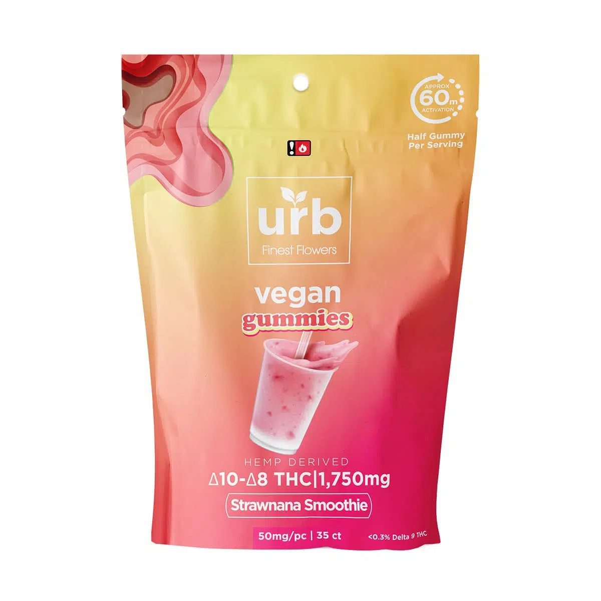 Urb D10/D8 THC Gummies 1750mg - Strawnana Smoothie
