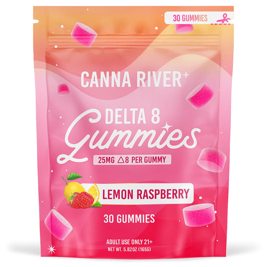 Canna River Delta 8 Gummies 25mg 30 Count - Lemon Raspberry