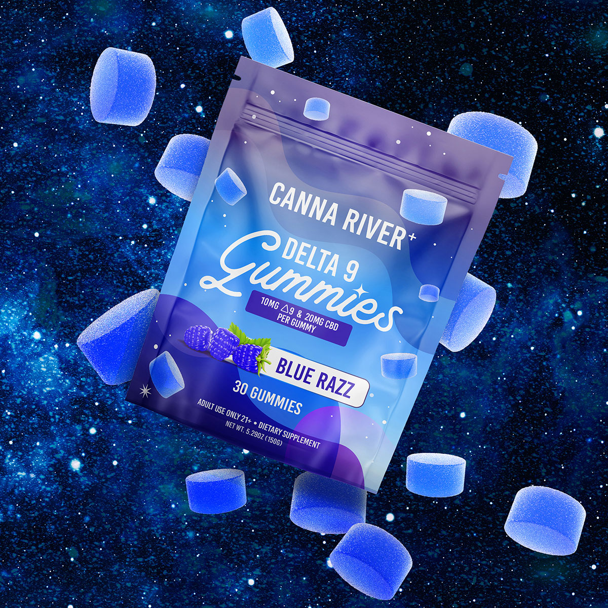 Canna River Delta 9 Gummies 10mg 30 Count - Blue Razz
