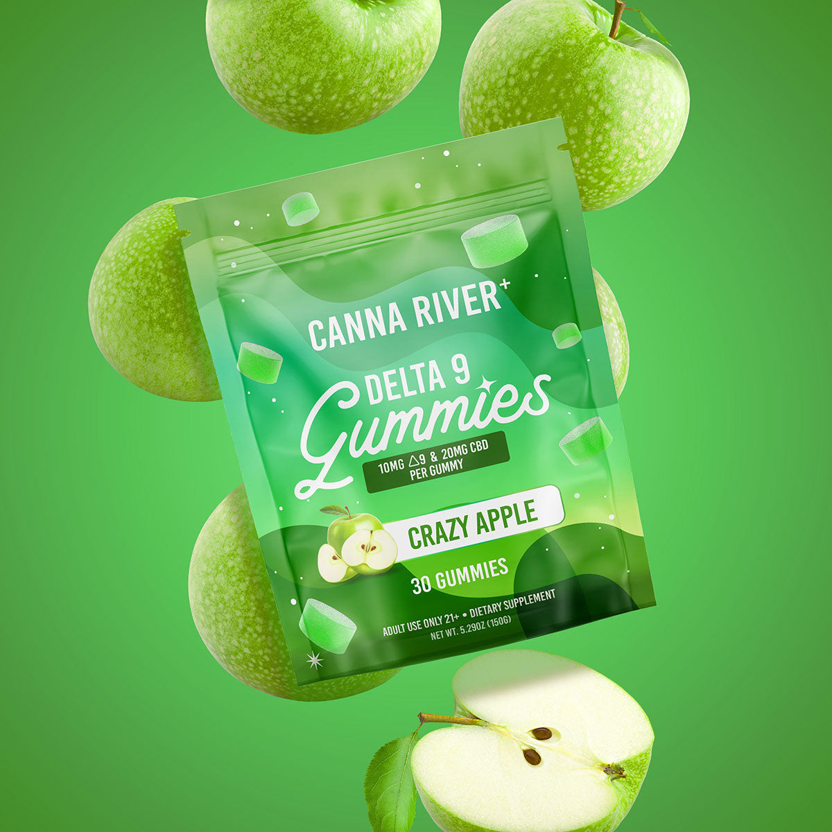 Canna River Delta 9 Gummies 10mg 30 Count - Crazy Apple
