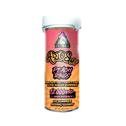 Delta Extrax Adios MF THCa Live Sugar 12000mg Gummies - Peach Rings