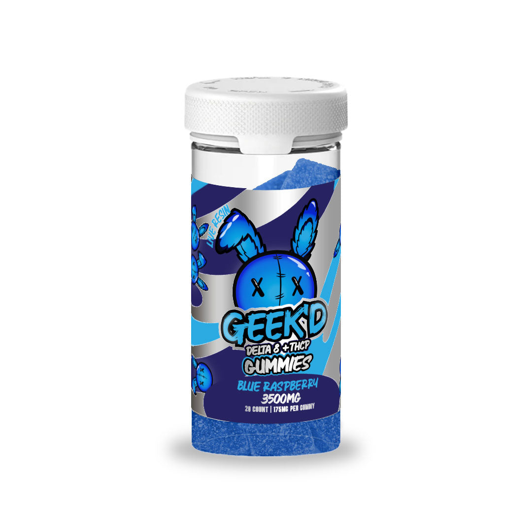 Geek'd Delta 8 + THCP Live Resin Gummies - Blue Raspberry 3500mg