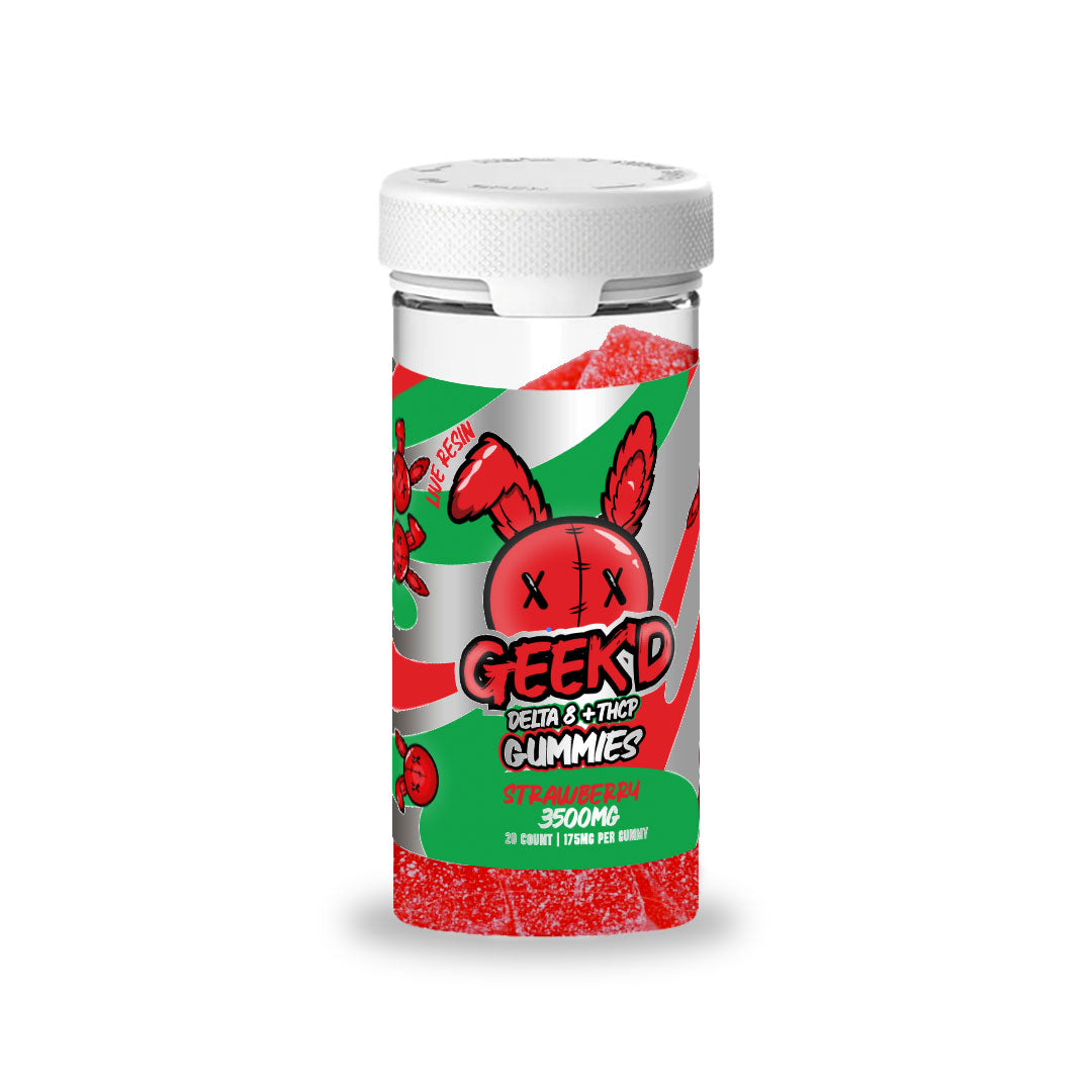 Geek'd Delta 8 + THCP Live Resin Gummies - Strawberry 3500mg