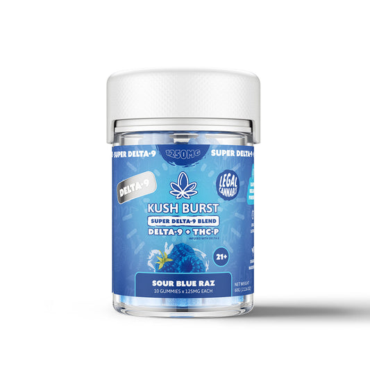 Kush Burst Super Delta 9 Blend Gummies - Sour Blue Raz 1250mg