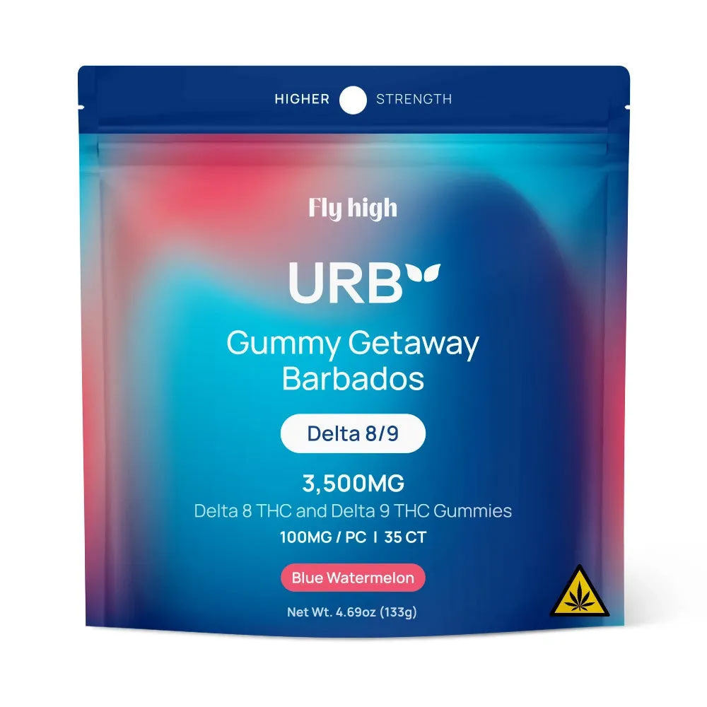 Urb D8/D9 THC Gummies 3500MG - Blue Watermelon Bag