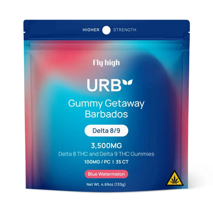 Urb D8/D9 THC Gummies 3500MG - Blue Watermelon Bag
